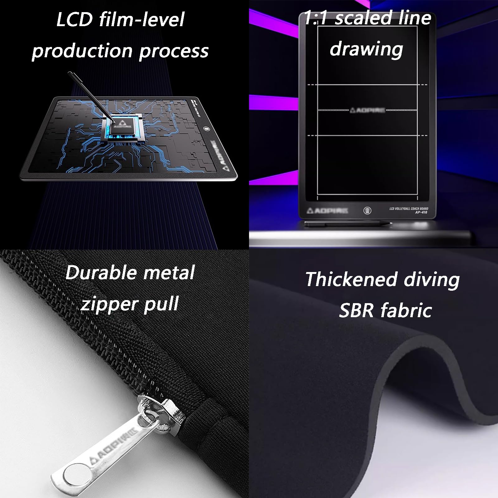 Lavagna Tattica Elettronica LCD per Pallavolo, Lavagna per Allenatori di Pallavolo, con Penna Stilo, Leggera e Portatile, per Spiegazioni Tattiche