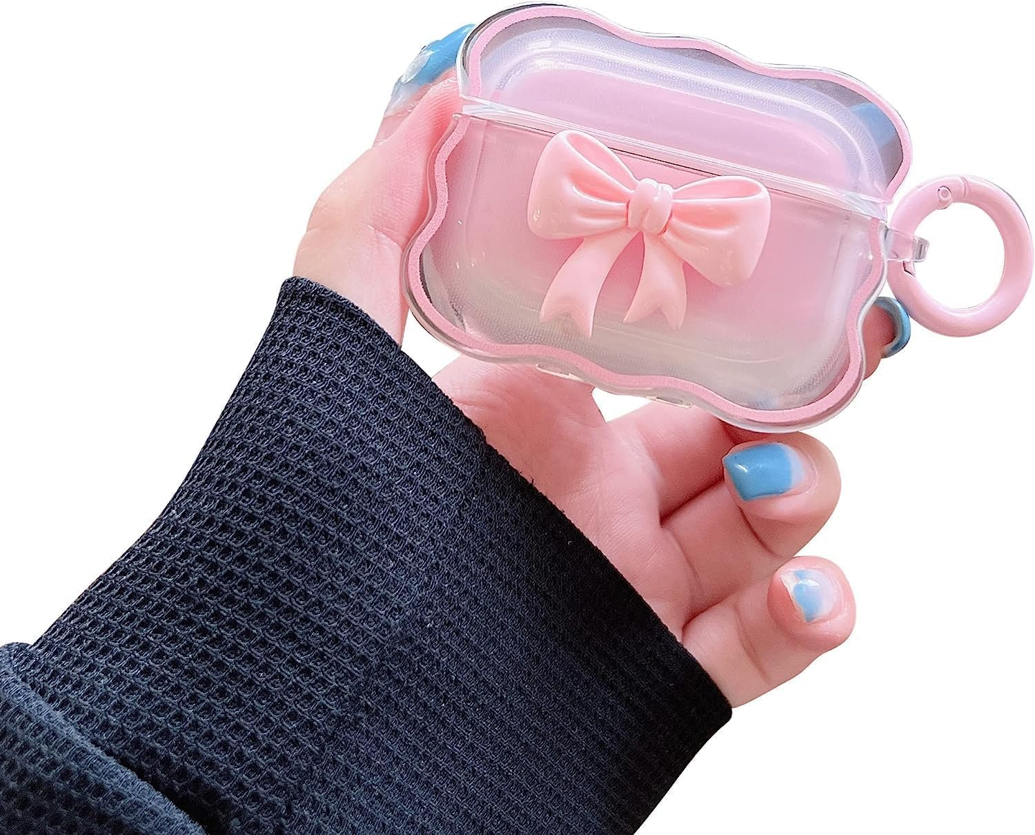 HEARTLIO Cute Bow/Heart Protective Pouch Case for AirPods Pro 3 (3rd Generation) | Premium Soft TPU Cover with Keychain | Shockproof, Anti-Scratch & Stylish Girly Design (Bow Pink)-image-8