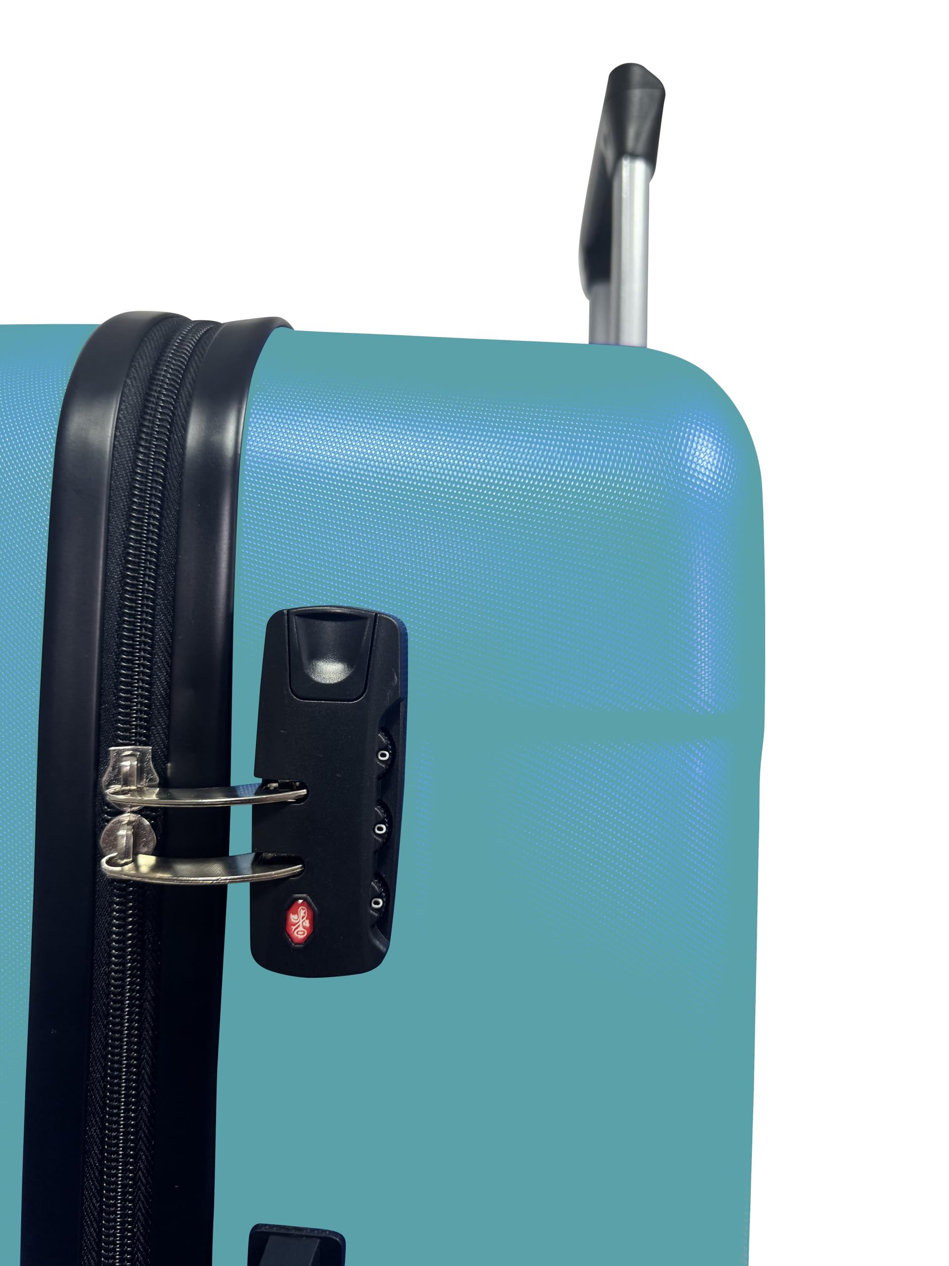 Hartschalen-Koffer Reisekoffer ABS Koffer (Handgepäck-Mittel-Groß-Set) 4 Doppel-Rollen Trolley (Türkis, 3er Set)