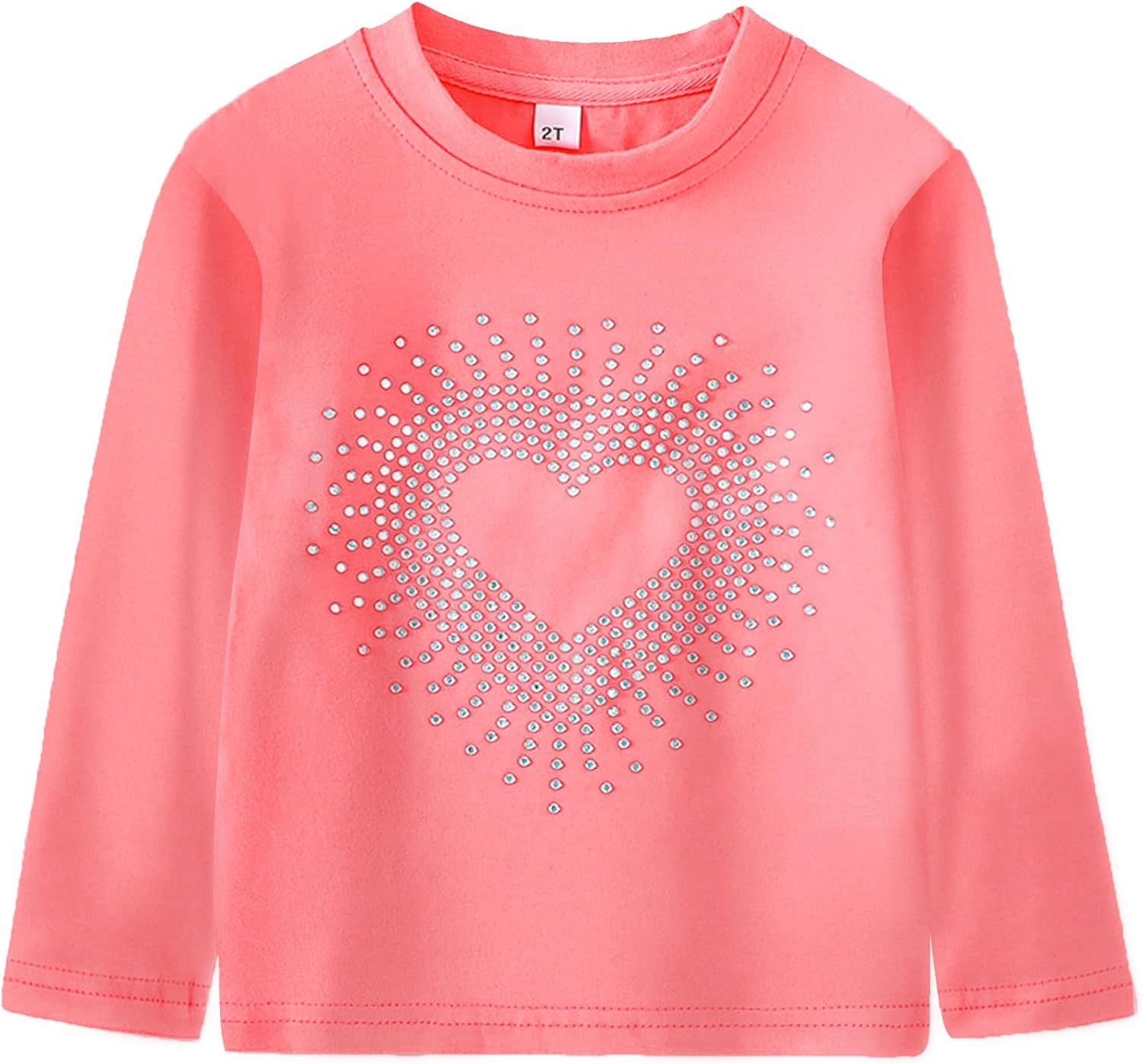 Toddler Girls Heart Shirt Kids Valentine Blouse Long Sleeve T-Shirt Cotton V-Day Outfit Tee Tops 2-7 Years