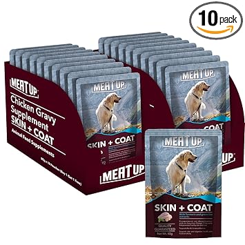 Meat Up Chicken Gravy Supplement, Skin+Coat- 80g, Pack of 10 ( Buy 1 Get 1 Free)
