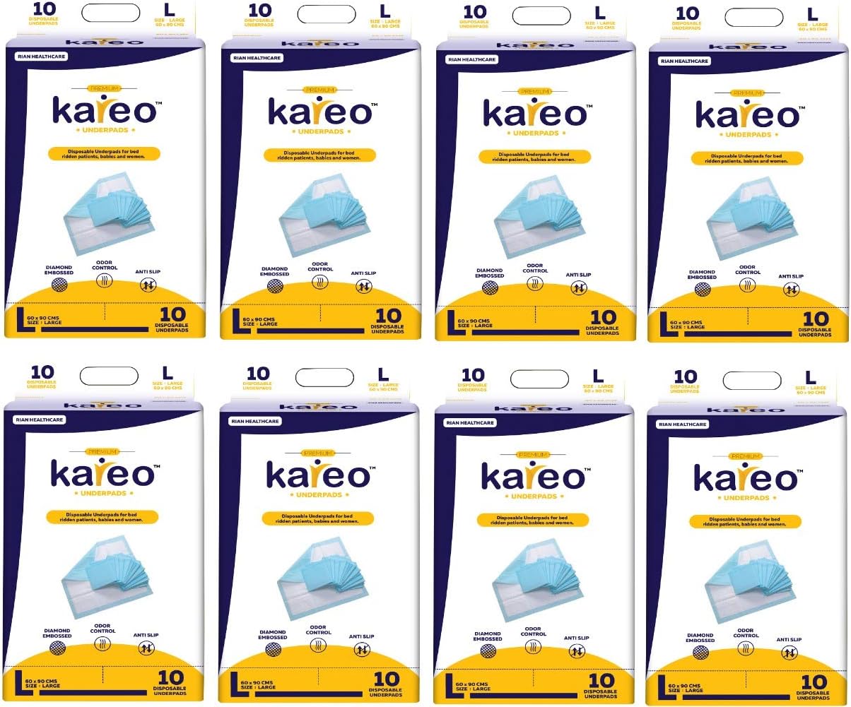 Kareo Underpads 60x90 Cms (Large), (Pack of 8) 80 No.'s