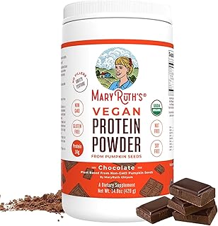 Organic Protein Powder Plant-Based (Creamy Chocolate Fudge) by MaryRuth's Vegan, Gluten Free, Non-GMO, Soy Free, Dairy Free, Nut Free, No Fillers, No Additives, Paleo Friendly 14.8 oz for Men & Women