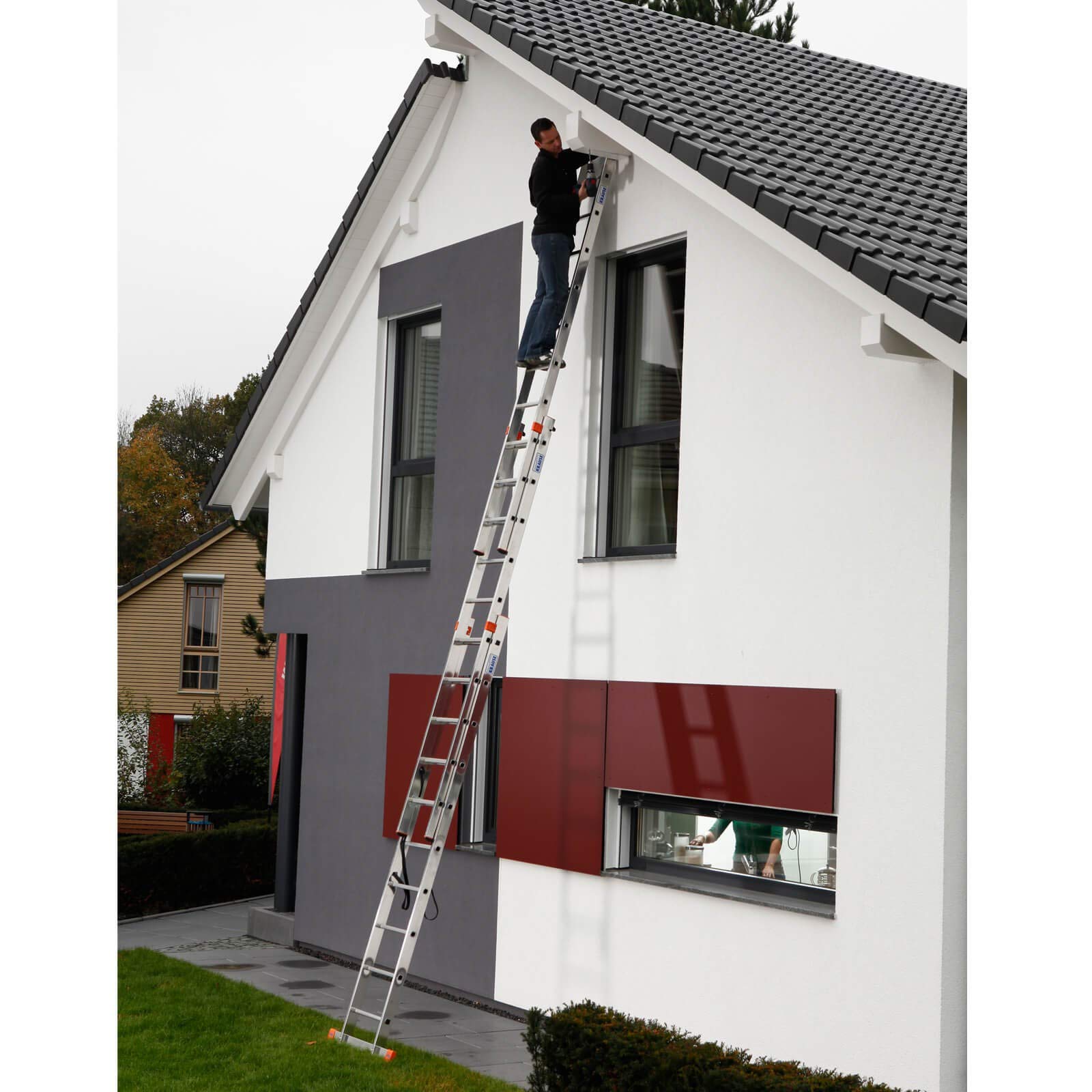 Krause Tribilo 129673 Aluminium Multifunktionsleiter inkl. Traverse Arbeitshöhe (max.): 6.85m Alumi