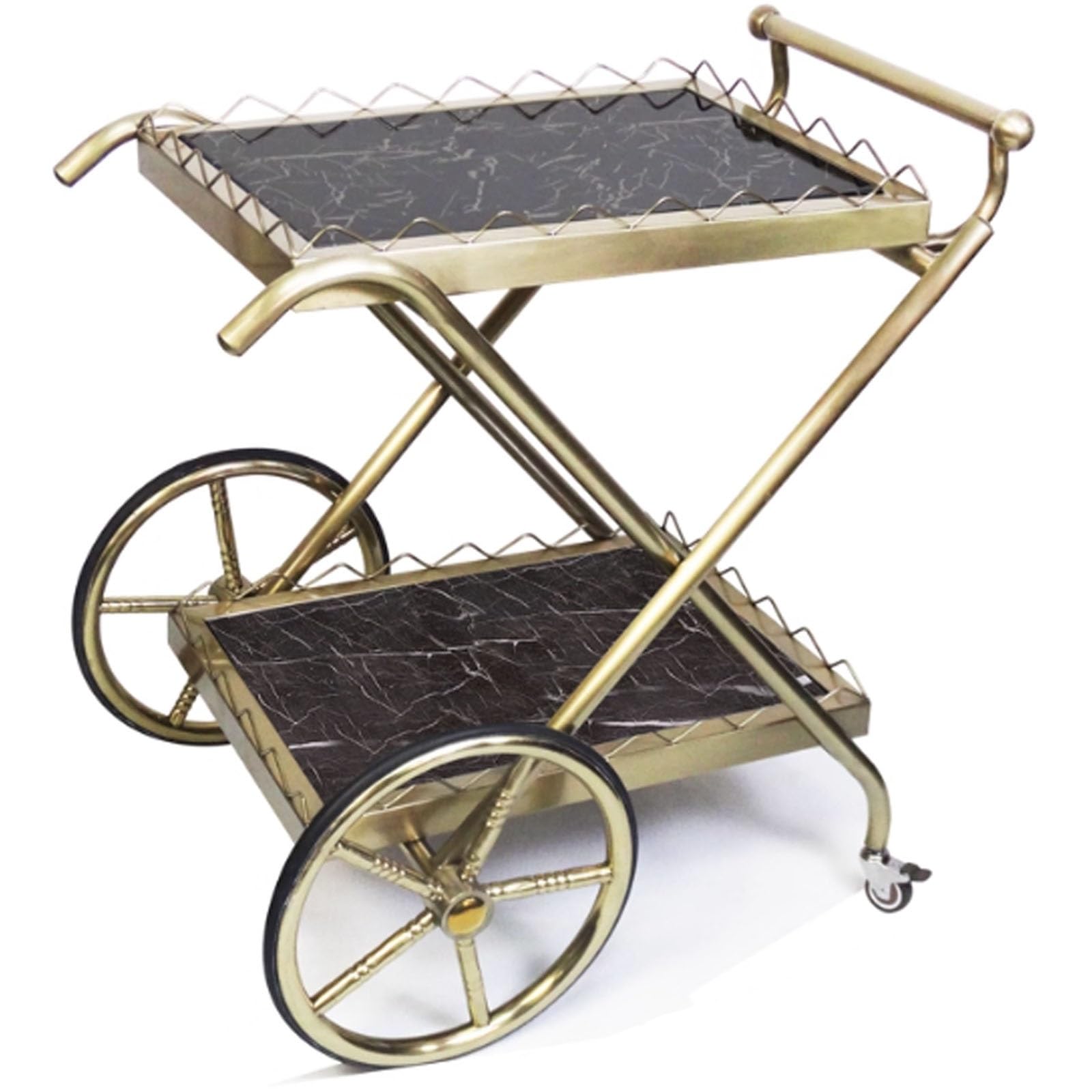 Carrito de Servicio de Alimentos de Tres Niveles de Acero Inoxidable de Alta Resistencia con Ruedas, Carrito portátil de Empuje Manual para Catering de Aperitivos para hoteles, KTV, restaura