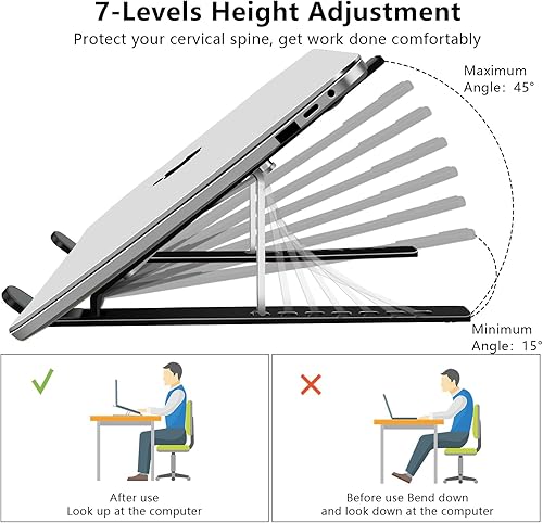 Miniatura 4 de Soporte para laptop, soporte para tableta de computadora, soporte plegable de aluminio ajustable para laptop, compatible con MacBook Air Pro,