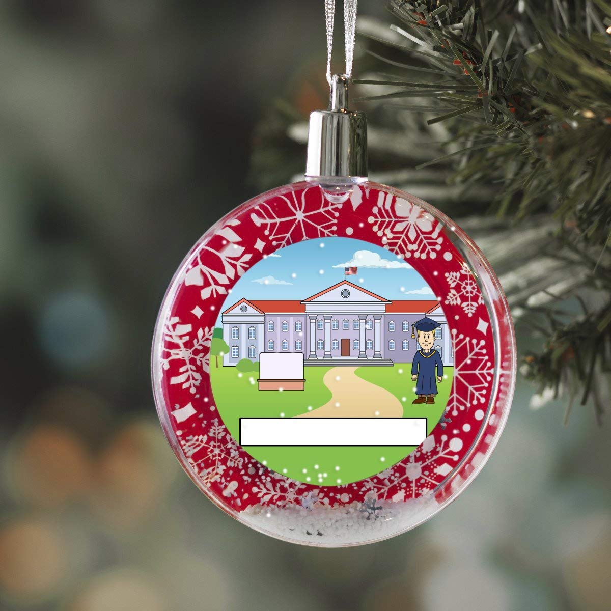 Personalized StoryLine Cartoon Caricature Snow Globe Christmas Ornament: Doctor - Female