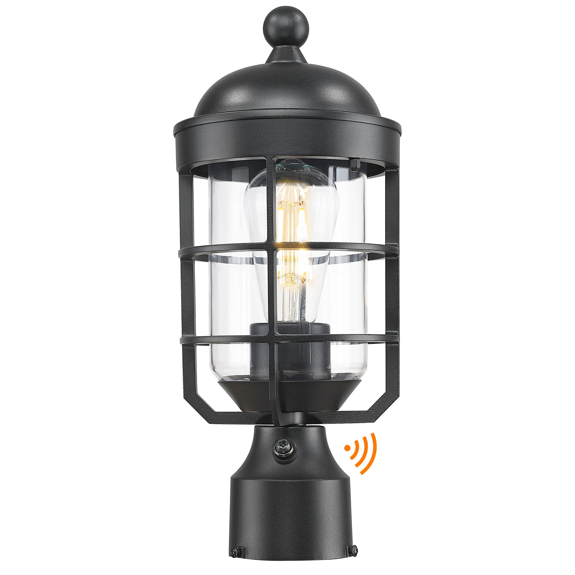 Emliviar Black Lamp Post Light for Porch, Photocell Sensor, GE255P-L-PC BK