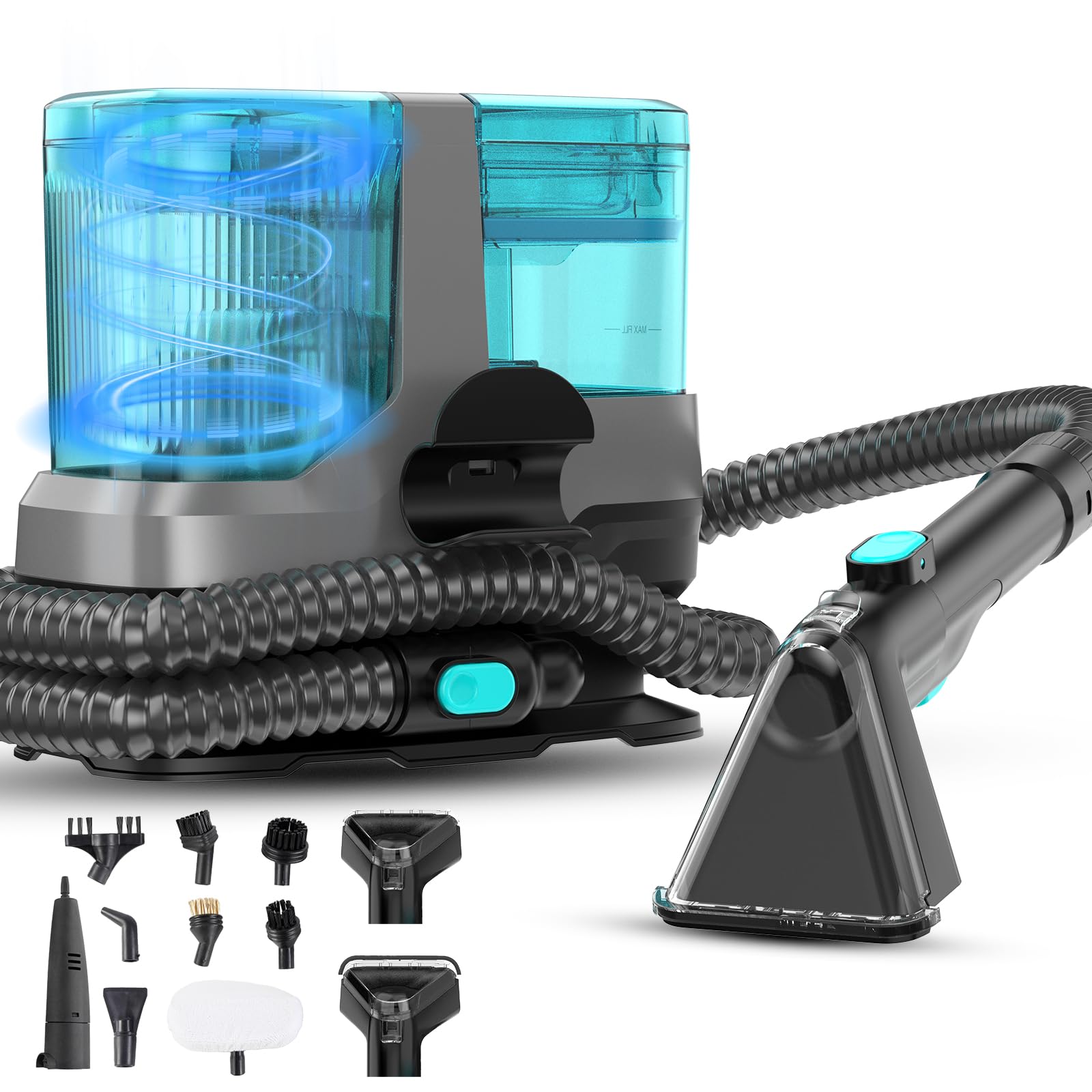 C688 aspiradora limpiadora 4 en 1, 25000 Pa, 1800 W. Calefacción, desinfección, pantalla LED y avisos vocales. Ideal para sofás, alfombras, asientos auto, colchones, cojines mascotas