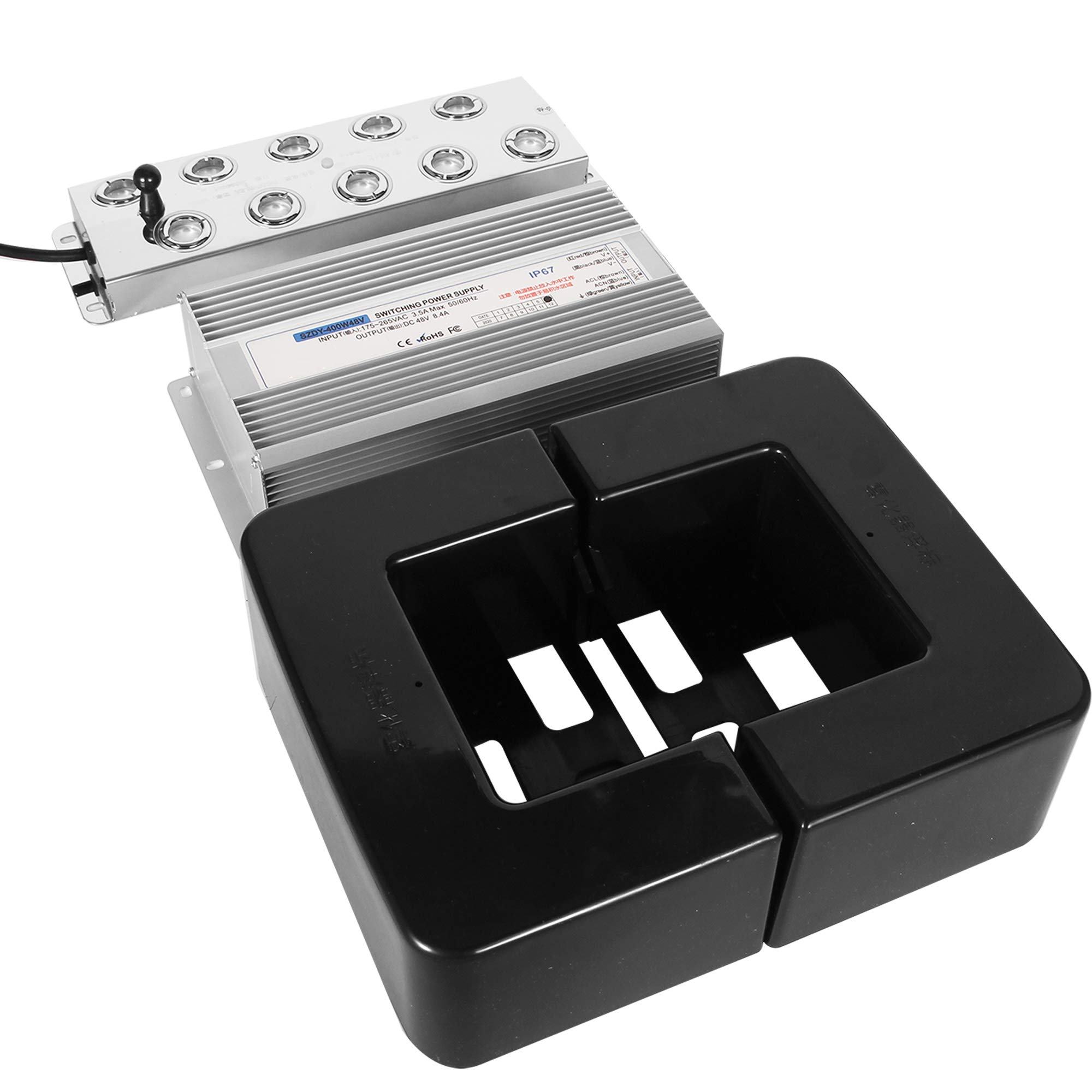 Mxmoonant 10 Head Ultrasonic Mist Maker Fogger 7000mL/H Water Fountain Pond Fog Machine Square Atomizer Air Humidifier for Pond Aquarium Rockery