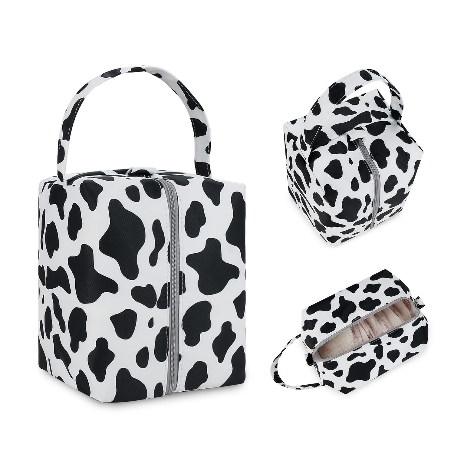 MOMIGO Wet Dry Bags for Baby Cloth Diapers - Waterproof Pod Hanging Diaper Bag Reusable, Washable for Baby Stroller, Diaper Bag, Breast Pump Parts, Travel Bag (Cow)