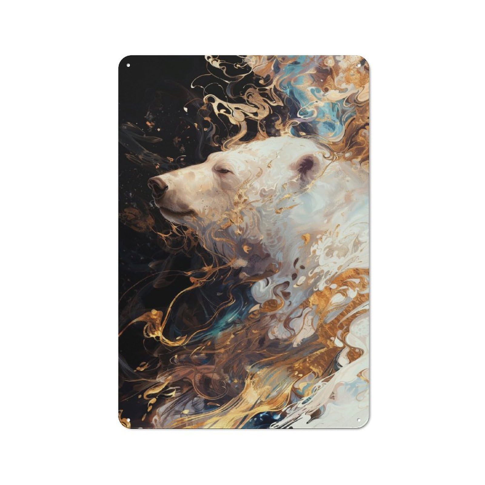 Metal Wall Sign 30x20cm Featuring Polar Bear Swirl for Workshop Wall, for Makers And DIY Enthusiasts