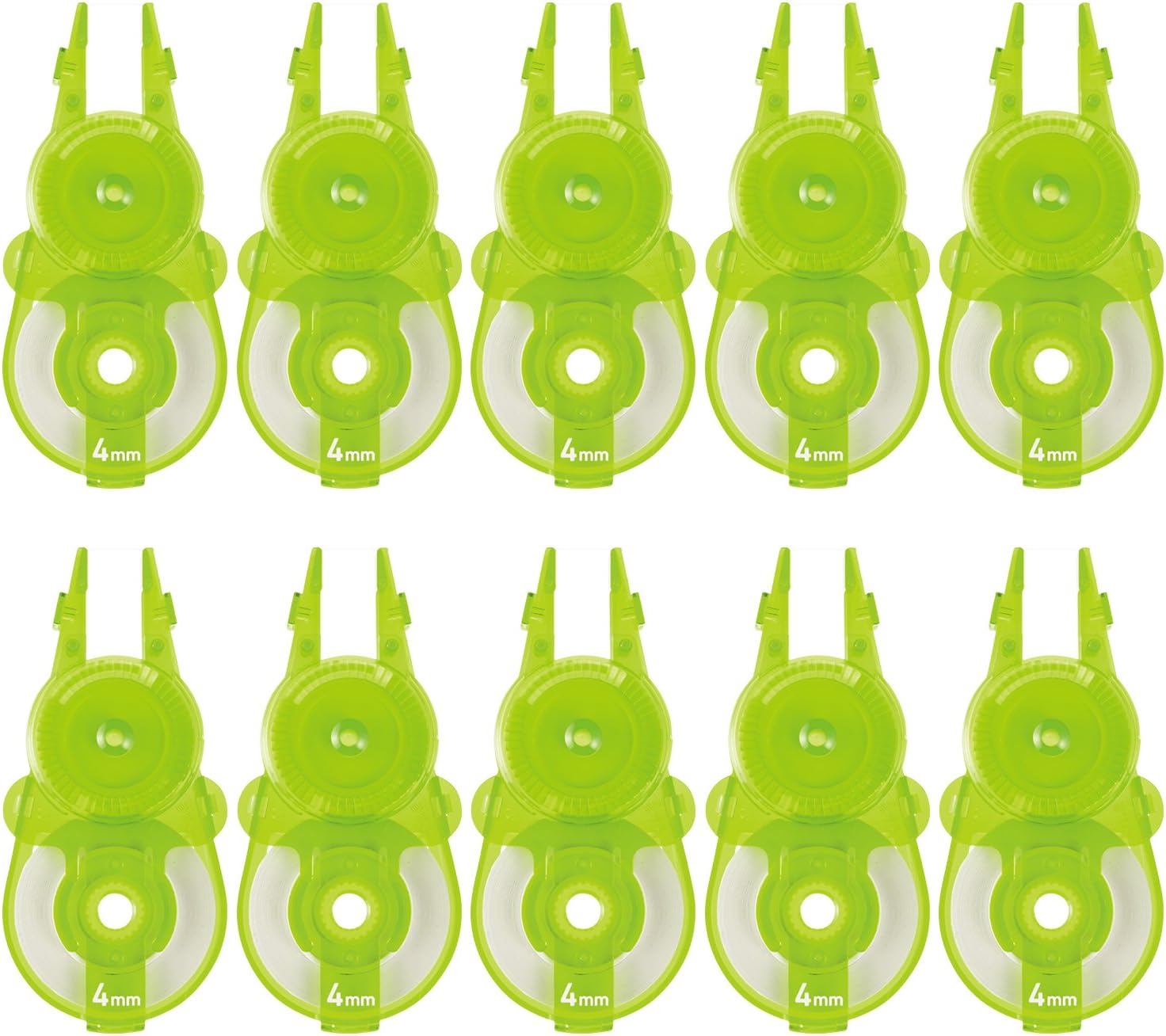 Plus 49-560 Correction Tape, Whiter Slide, 0.2 inches (4 mm), Lime Green, Replacement Tape, Pack of 10