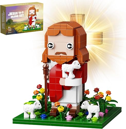 Jesus Building Block Set, The Shepherd God,Compatible with Lego Jesus Building Toy, Bible Story Jesus Figures with LED Light,Easter, Christmas, Christian Gift for Adults and Kids Age 6+(324PCS)