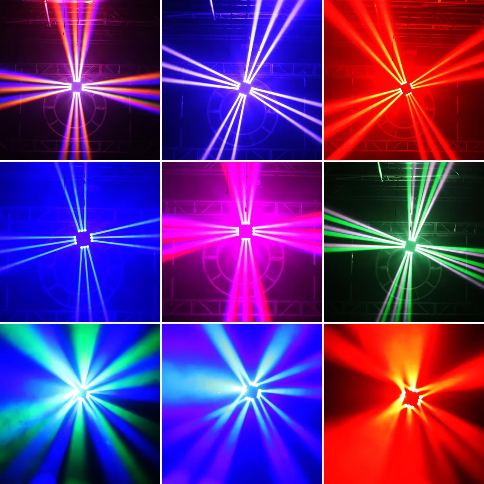 Moving Head Discolichter, 12 x 10 W LED-Rotationsstrahler, RGBW-Blitzlicht mit DMX-Controller und Soundaktivierung, Moving Head Strahler für DJ-Disco-Bar-KTV-Bühnenlicht