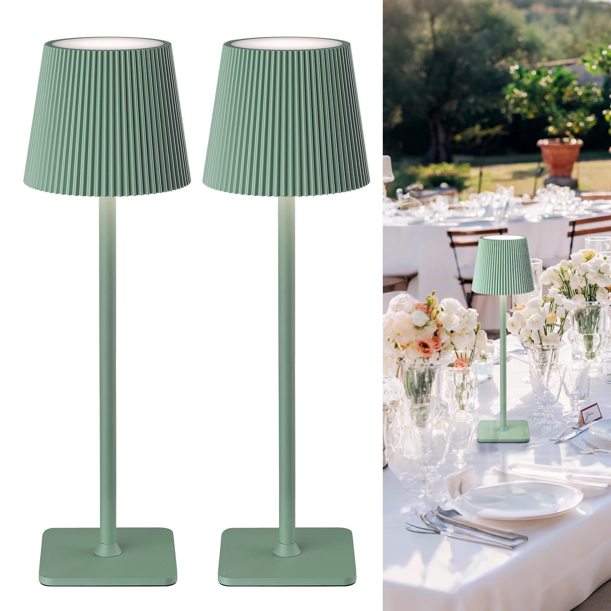 LuminexDesigns Cordless Rechargeable LED Table Lamp Green Vela TL02