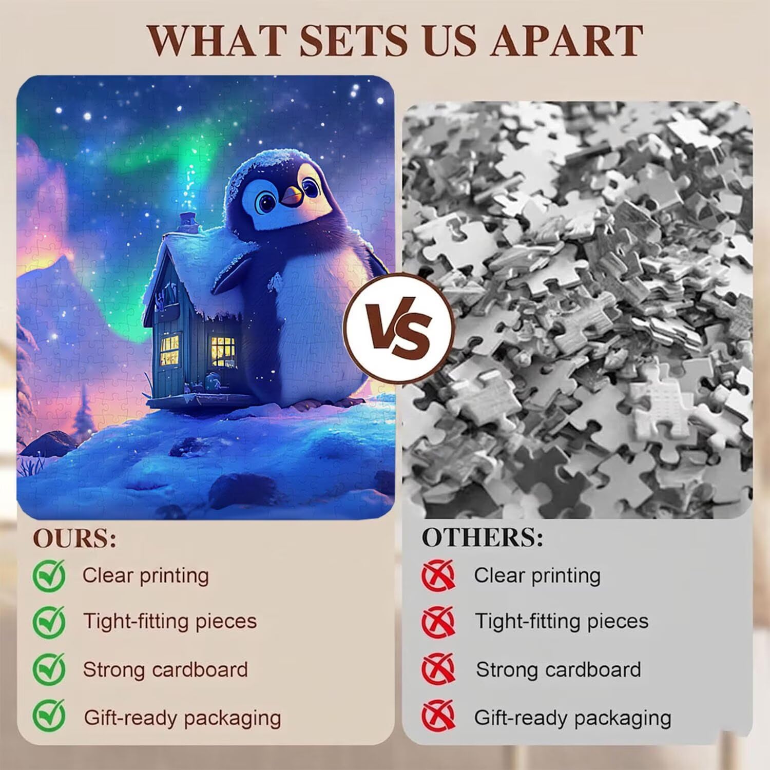 Carino pinguino Puzzle 1500 Pezzi per Adulti, Puzzle in Legno - Collezione Classica con Poster Incluso -Sfida di Concentrazione e Passatempo Antistress, Gioco Educativo per Famiglia, 87 x 57 cm f0-562