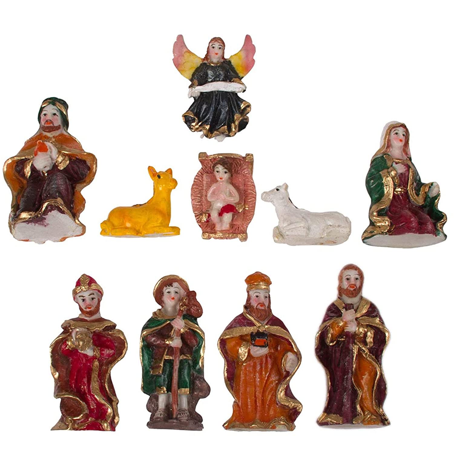 Weihnachtskrippe Set 12-teilig Aus Harz - Jesus Geburt Krippenfiguren Deko