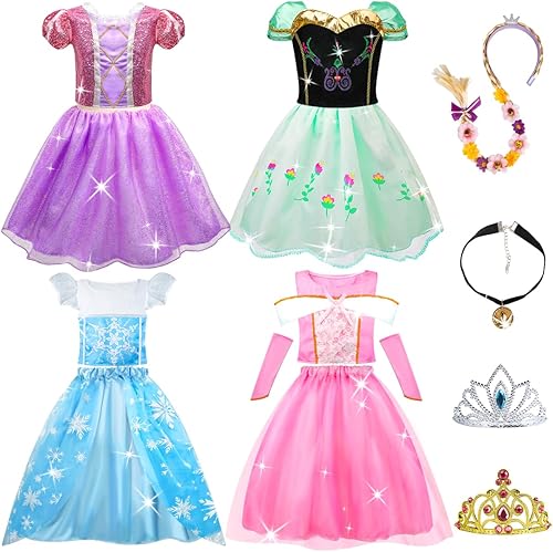 Meland Vestido de princesa - Vestido de princesa para niñas con juguetes de princesa, regalo de cumpleaños de Navidad para niñas de 3 a 8 años