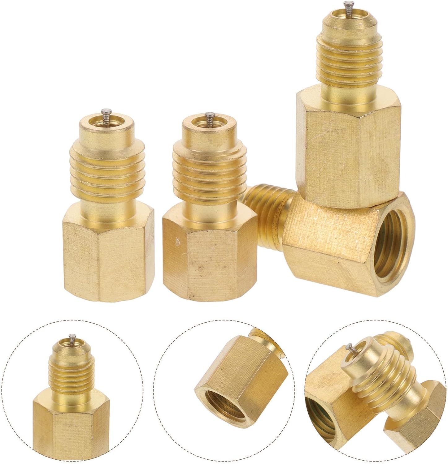 2 Pairs Car Conditioner Adapter Brass Quick Connector Compatible with Car Models Golden Color Air Conditioning System Replacement Parts