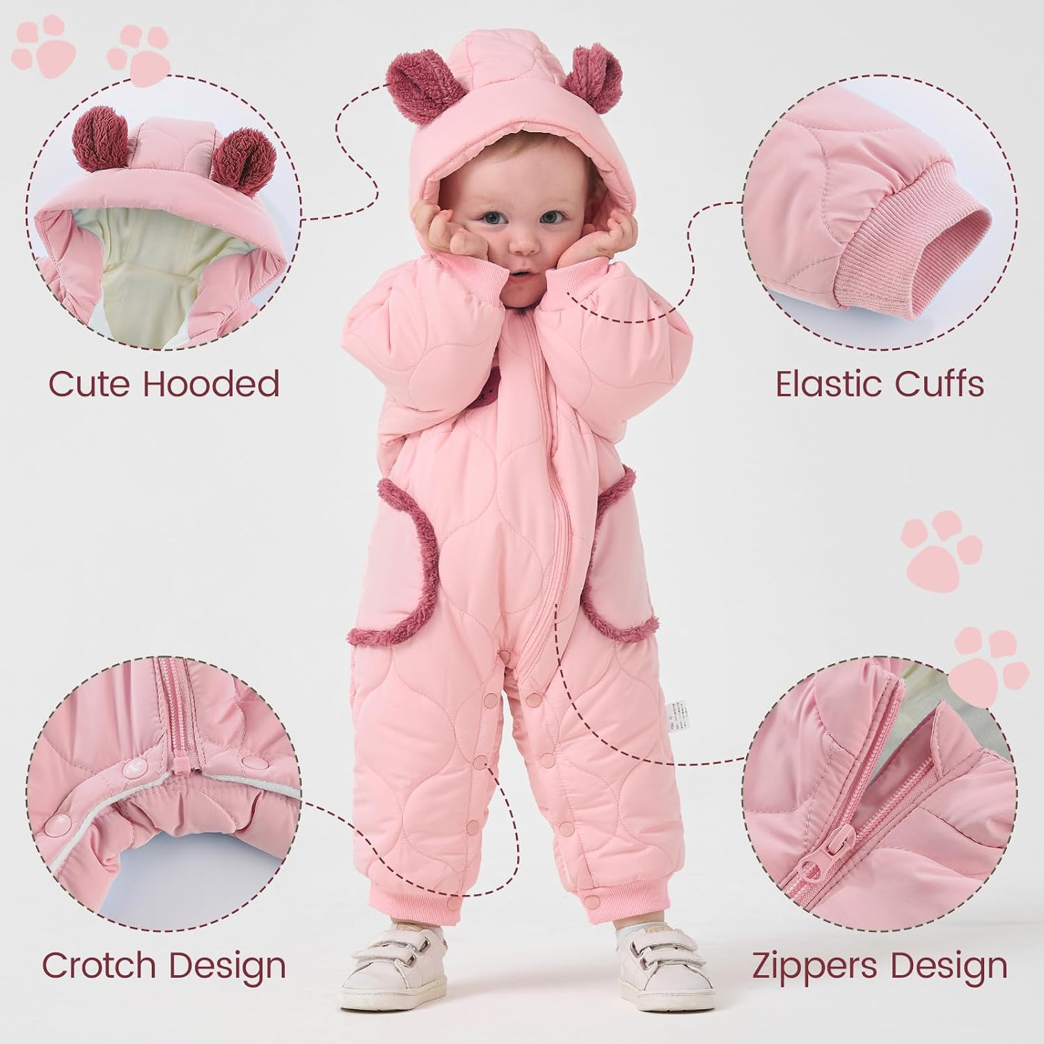 JiAmy Baby Bear Snowsuit Baby Winter Clothes Hooded Newborn Winter Coat Toddler Boy Girl Clothes