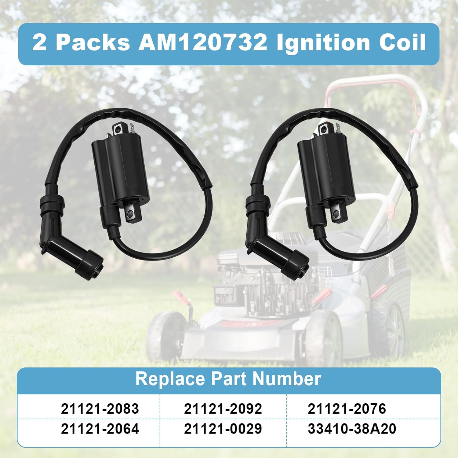 2PCS AM120732 Ignition Coil Compatible with Mule 3010 4010 2510 2500 KAF 620 650 FD590V FD620D FD501D GAS 285 320 425 445 455 F911, Replaces 21121-2083 21121-2064 21121-2092 21121-0029 Vulcan Coil