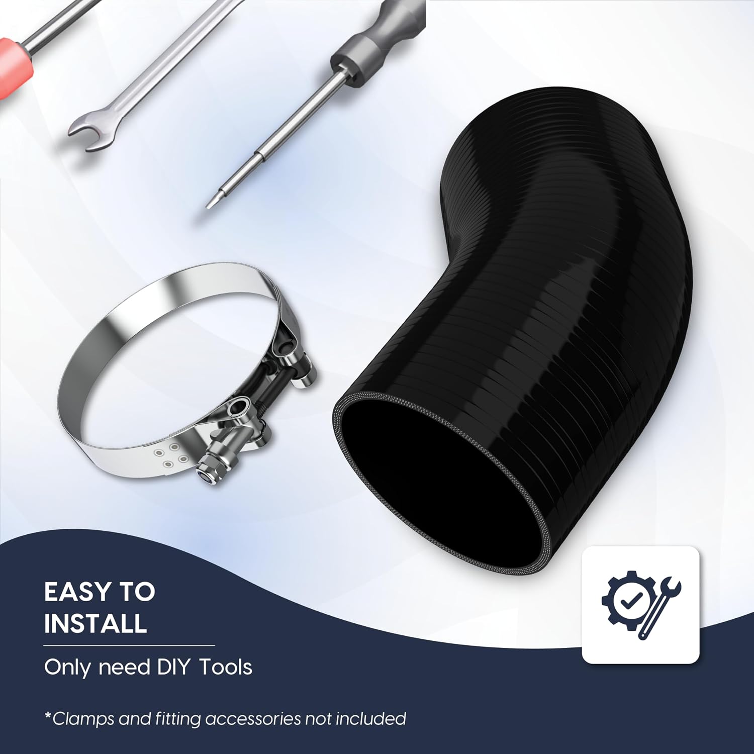 Endure 45 Degree Elbow Coupler Silicone Hose 4-Ply, 4-Inch(102mm), Couplers for High Performance Vehicles, Intake Piping, Length(102mm), Thickness (5mm), Automotive Silicone Hose - Black
