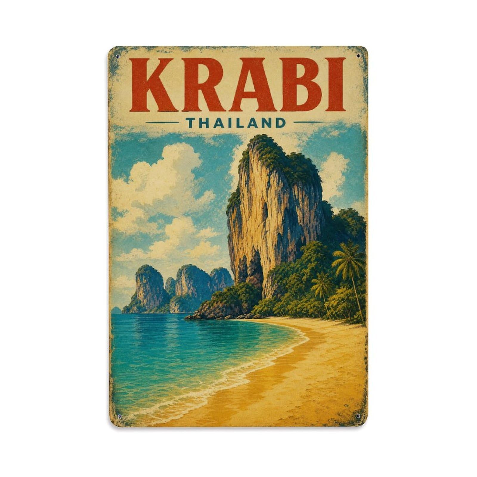 Fqcyn Style Metal Tin Sign Retro Travel Thailand Krabi