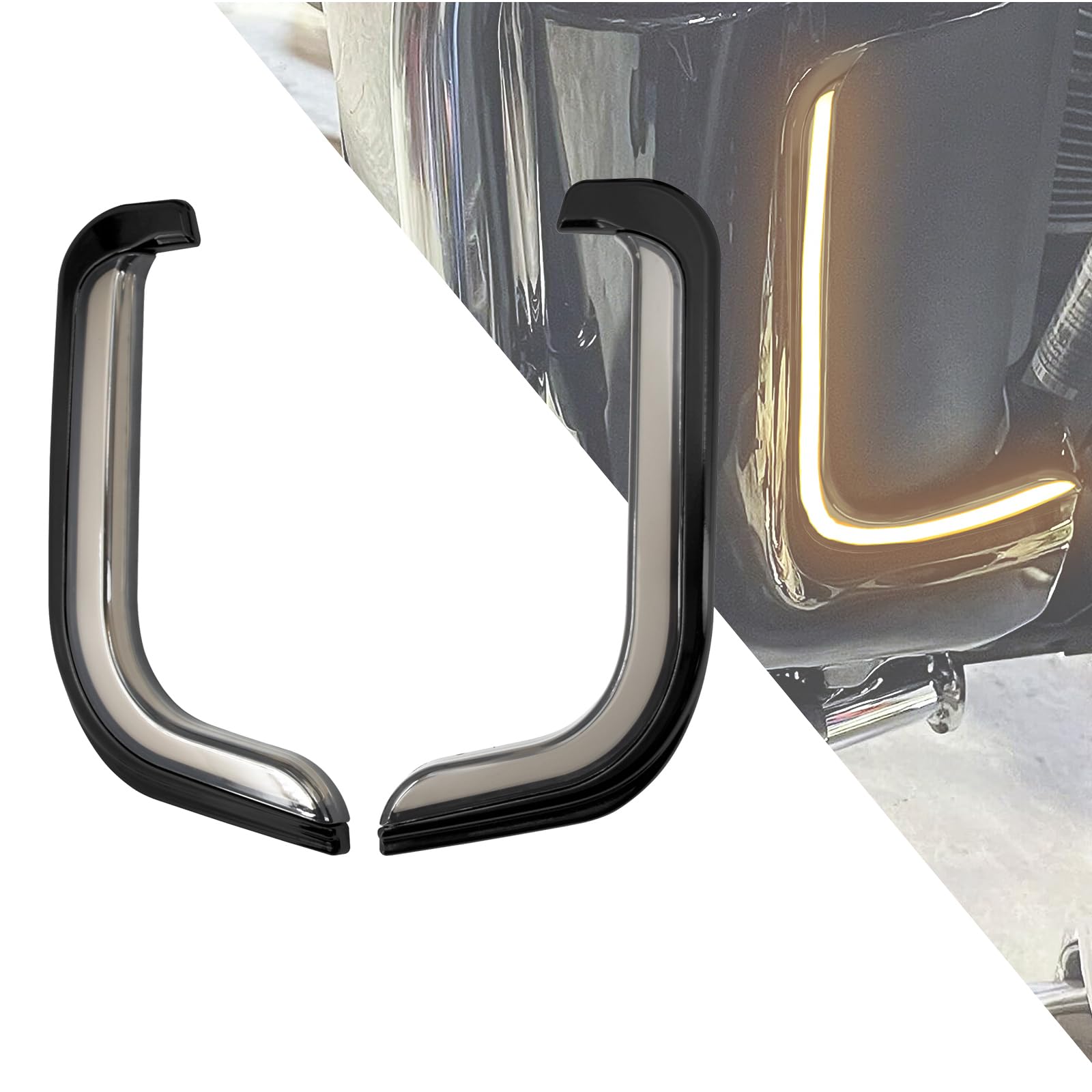 Motorcycle LED Lower Fairing Accent Lights Turn Signal Light Running Light Fit for Harley Touring Electra Glide Street Glide Road Glide Tri Glide 2008-2013 (Smoke)