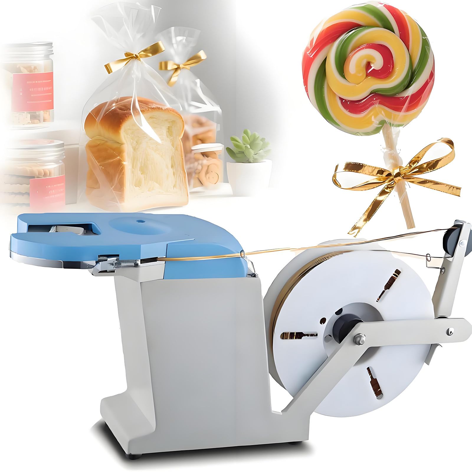 Aserzenith 1 Electric Twist Tie Machine For Semi-Manual Bag Closure, 200Mm Tightening Circle, Bundling Diameter 0.-.2Mm,For Sealing Candy, And Toys