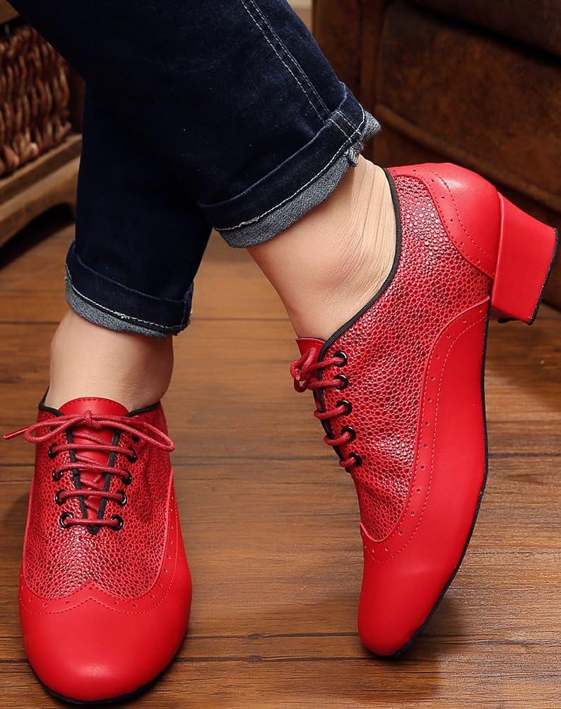 Mens Jazz Latin Dance Shoes Salsa Tango Cha-Cha Ballrom Round Toe Practice Fashion Dancing Shoes Lace Up Soft Sole