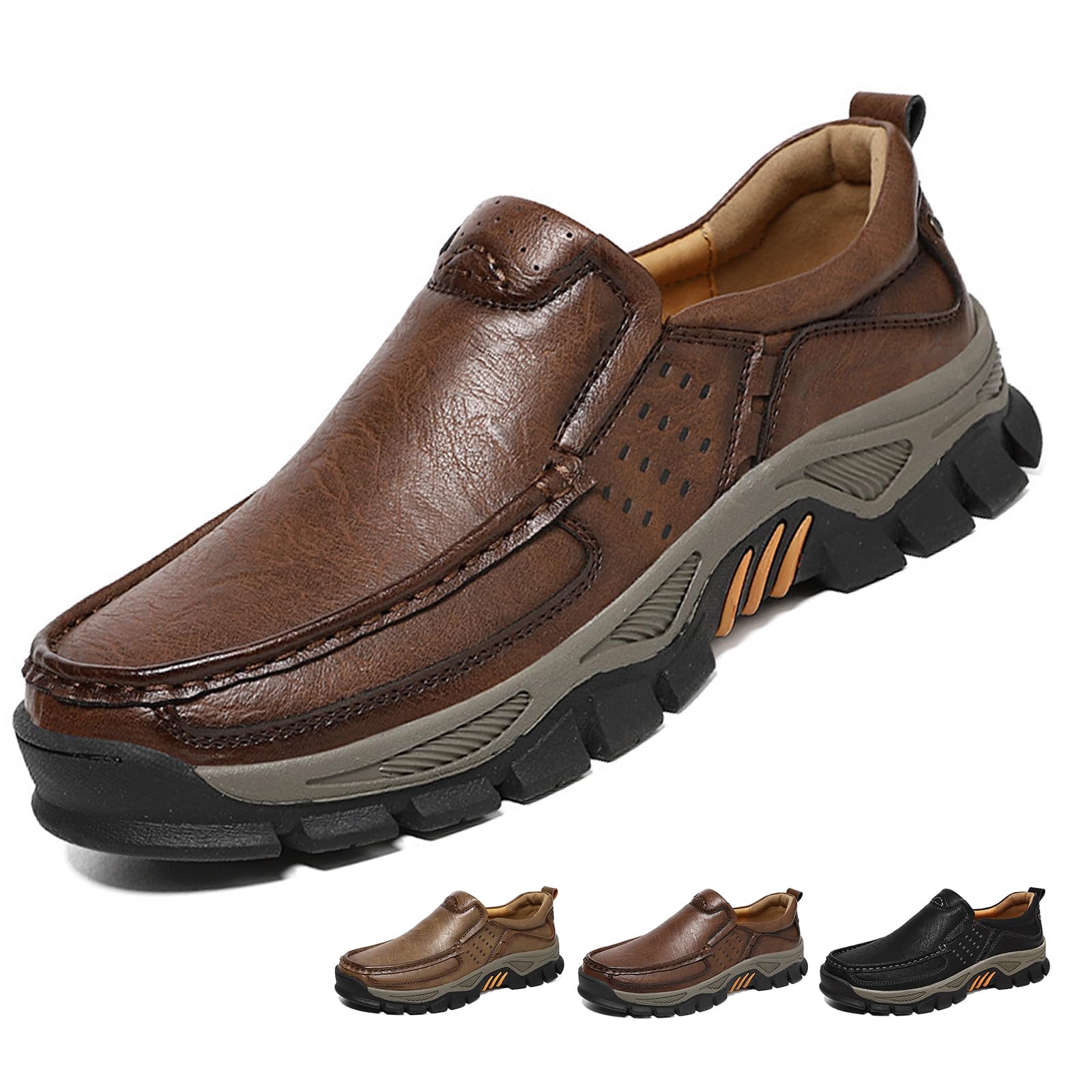 Mocasines ortopédicos de piel auténtica hechos a mano para hombre | Mocasines de cuero para hombre, con costuras a mano, zapatos planos casuales para vestir y oficina