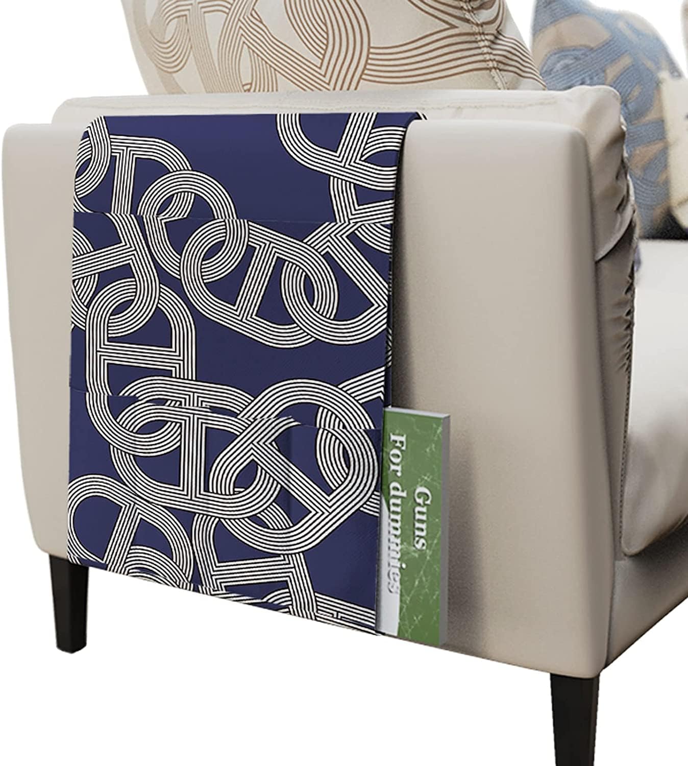 Sac de Rangement pour accoudoir de Chaise de canapé, Organisateur de canapé Repose-Bras de Poche, Organisateur de Pochette canapé accoudoir lit Sac de Rangement Poche économiseur d'espace(Blue)