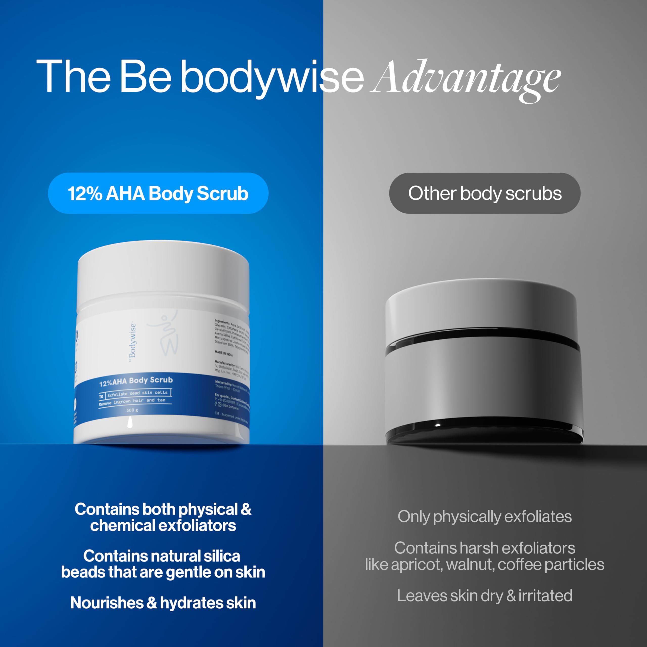 Be Bodywise 12% De-Tan AHA Body Scrub | Exfoliating Scrub with Glycolic Acid & Lactic Acid | Smoothens Strawberry Skin & Rough Bumps | Oat & Aloe Extract for Hydration | Vitamin E for Tan Removal | 300g 4