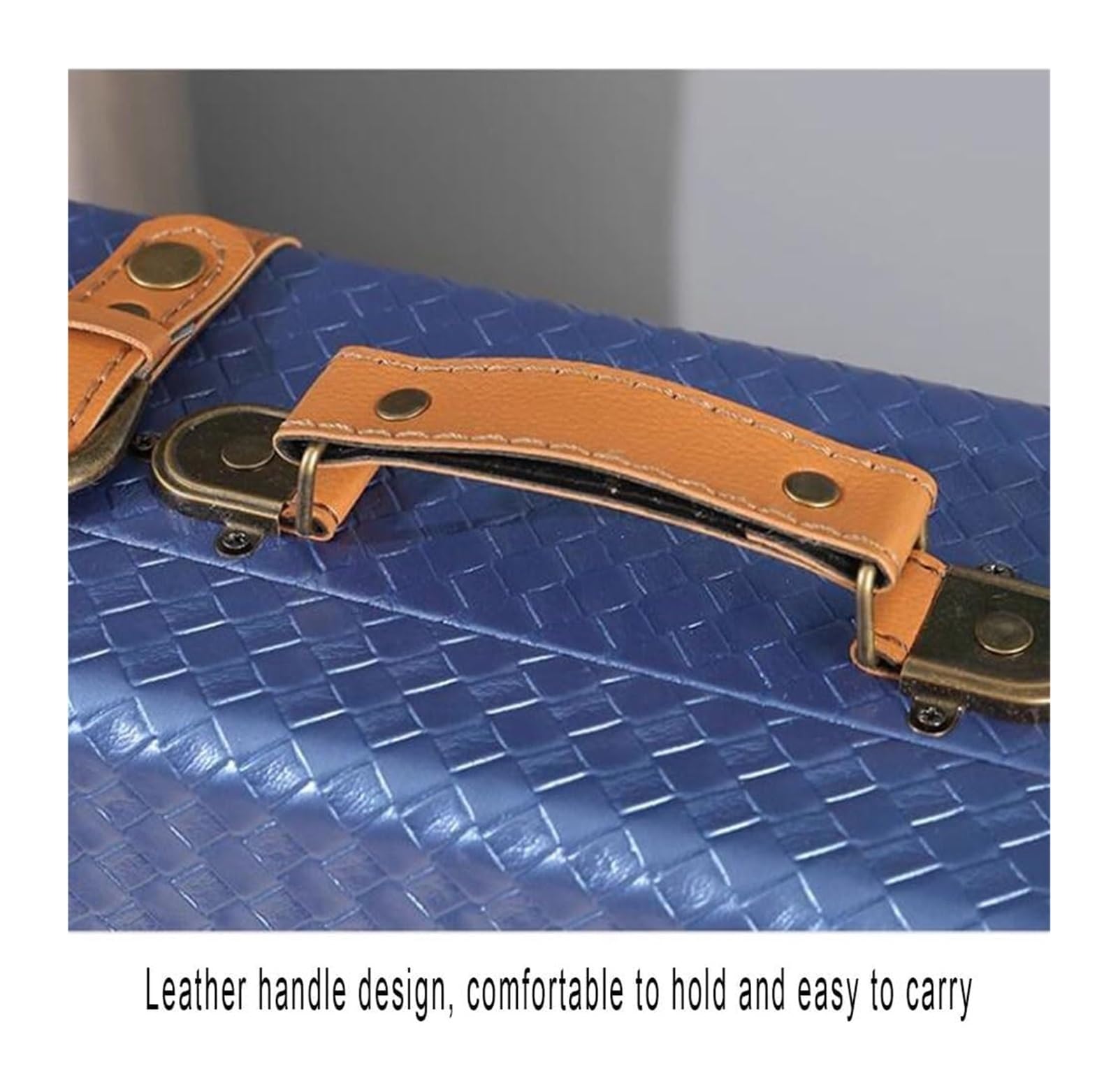 Maleta Retro, baúl de Madera Antiguo, Caja organizadora para Maletas, Ideal para decoración de Ventanas y Accesorios de fotografía (Azul, 44x12x24cm)