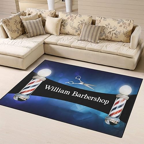 Miniatura 3 de Alfombra de barbería para suelo, alfombra personalizada con nombre, texto, antideslizante, tapete de yoga para dormitorio, sala de estar, 4 x 5.2