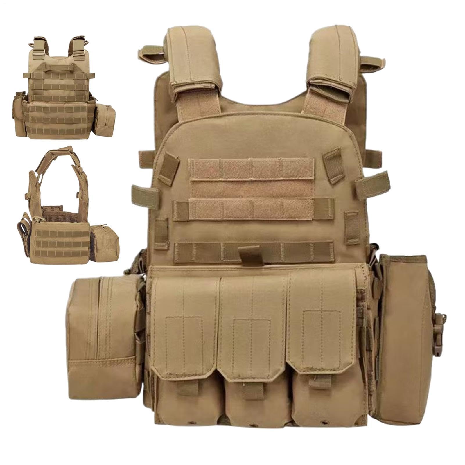 Gilet protettivo per bambini Airsoft, design di protezione tattica, 45 x 35 cm, attrezzatura protettiva da combattimento con tasche multiple, vestibilità regolabile, per paintball, cosplay, giochi di
