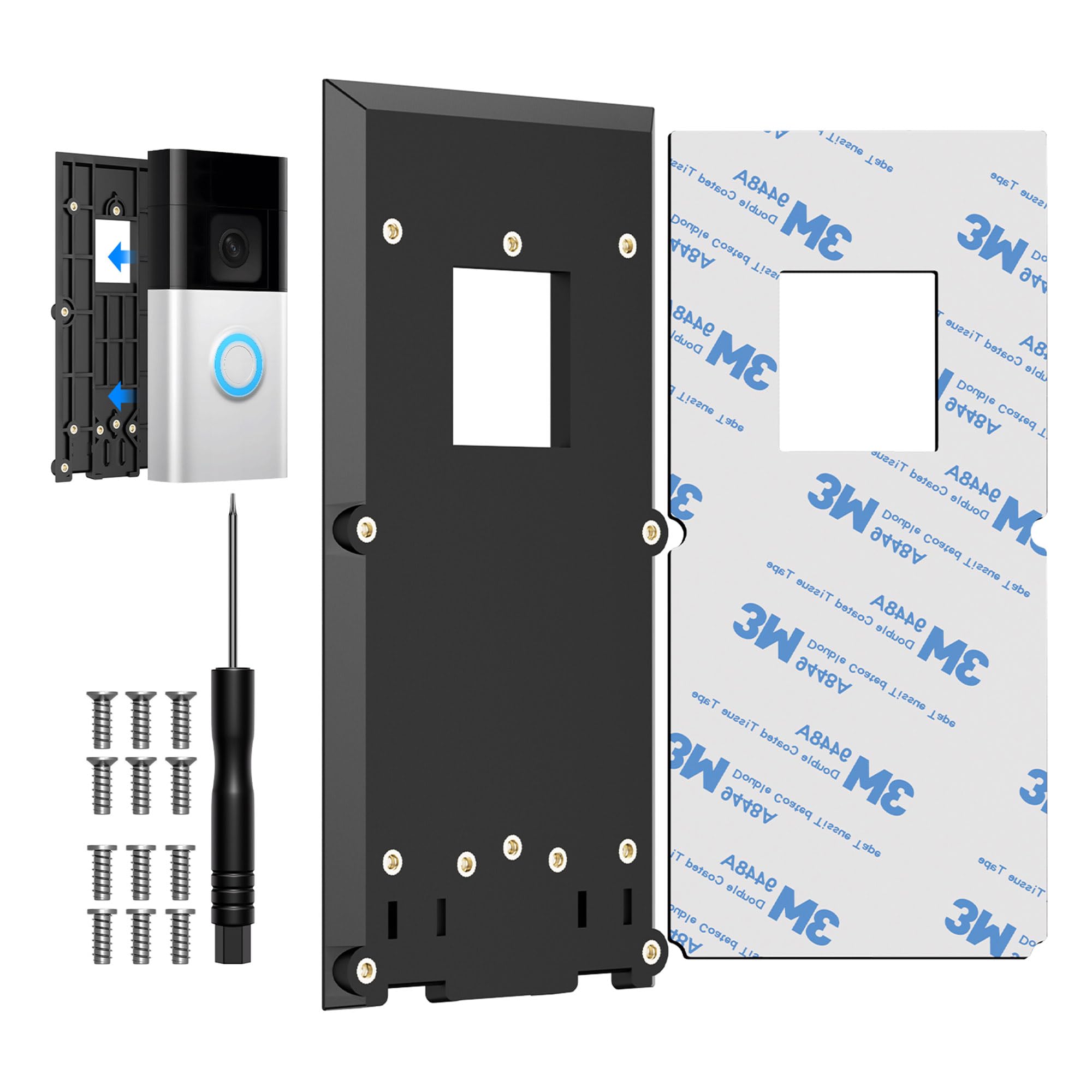 No-Drill Doorbell Mount Compatible with Video Doorbell 1/2/(2020 Release)/3/3 Plus/4 & Battery Doorbell Plus/Pro, Strong Adhesive Doorbell Holder Mounting Bracket Accessories for Apartment,Home,Office