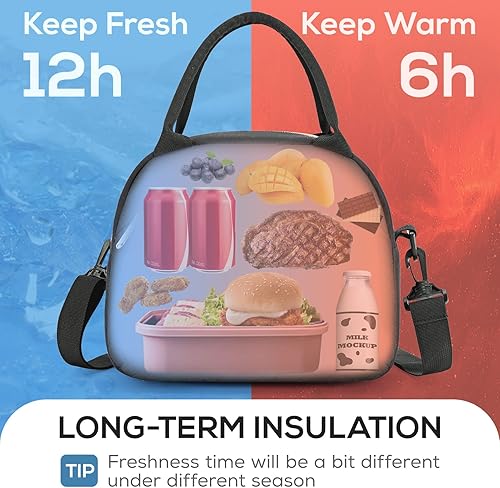 Miniatura 7 de TOURIT Lonchera con aislamiento para mujer, lindas loncheras para mujer, trabajo, picnic, color negro medianoche