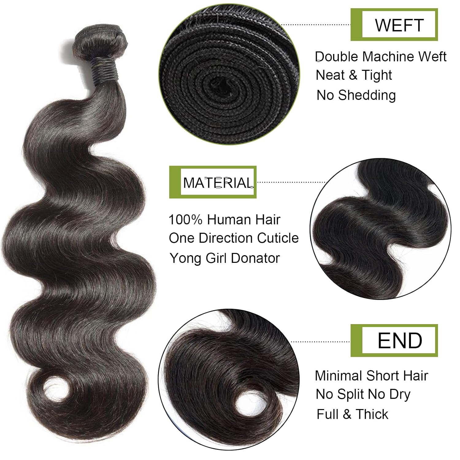 12A Human Hair Bundles 20 22 24 26 Inch 100% Unprocessed Virgin Brazilian 4 Body Wave Bundles Human Hair 400g Human Hair Bundles Hair Extensions Natural Color