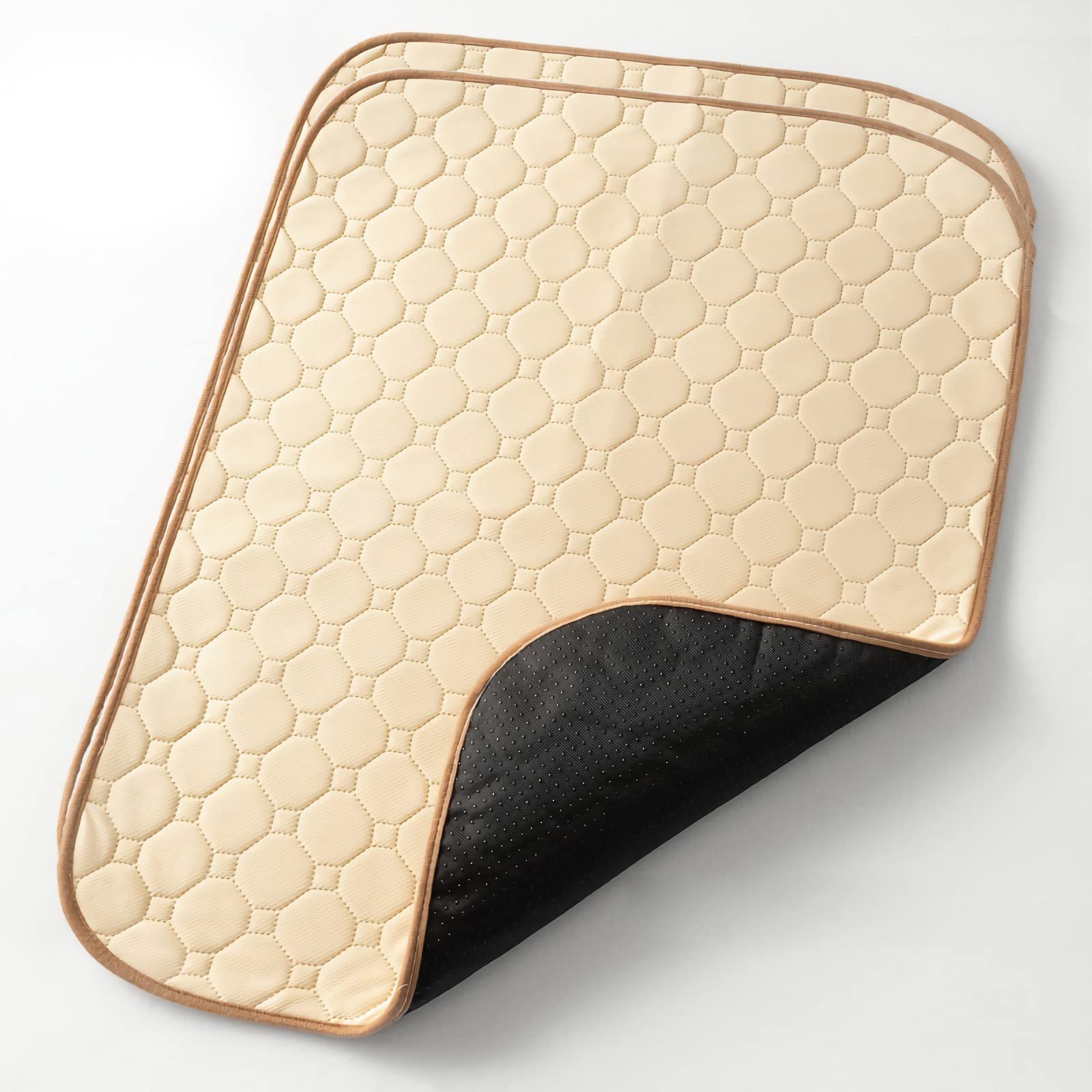 Washable Puppy Pads Pet Training Pads Reusable Dog Pee Pads Extra Large 100% Leak-Proof Dog Pads and Cat Pee Pads, Easy-Dry Non-Slip Pet Mats to Protect Your Rugs and Floors 13.4*13.4" Khaki 2 Pcs