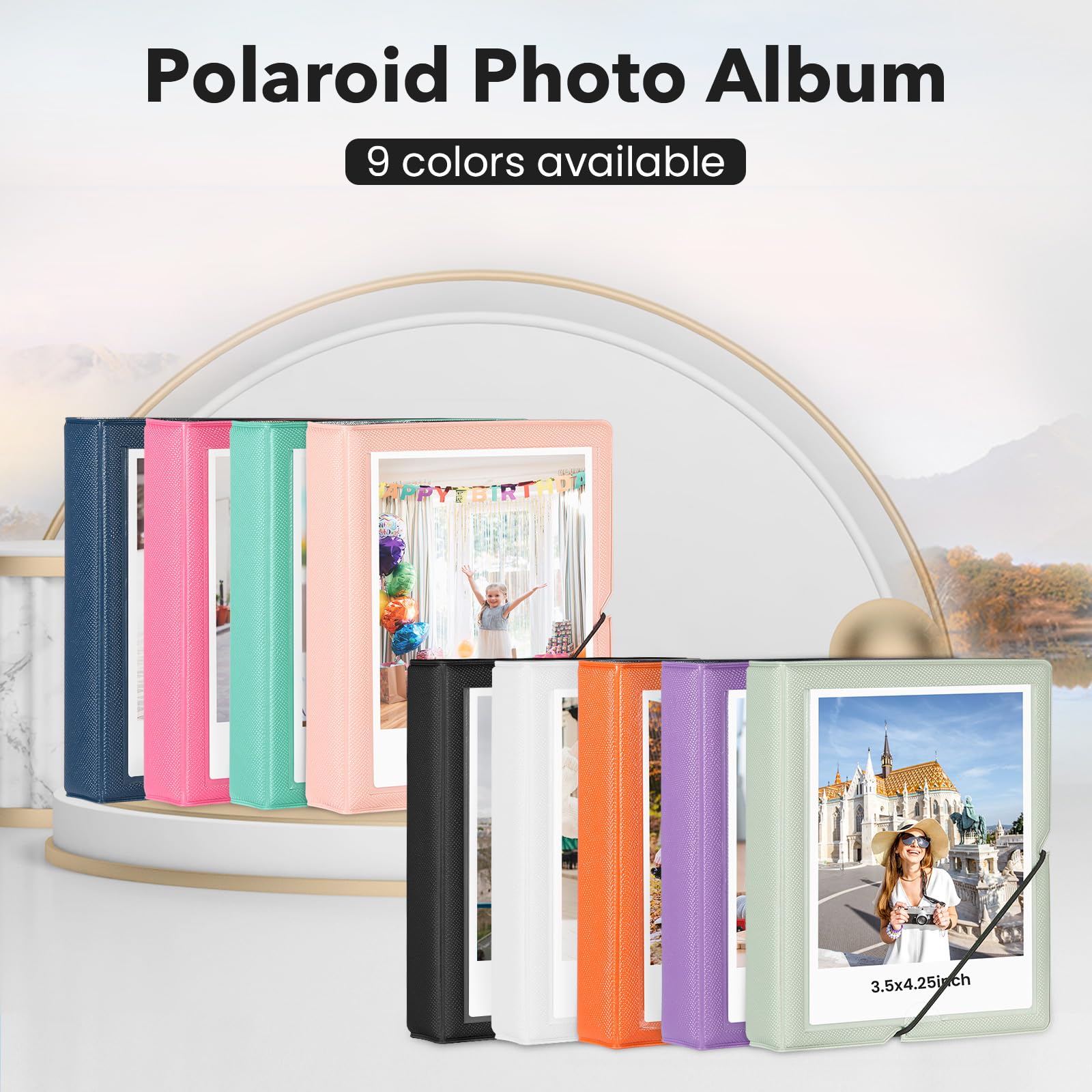 Lifting Polaroid - Álbum de fotos con 32 bolsillos, 8,9 x 10,8 cm, compatible con fotos instantáneas Fujifilm Instax Wide Square y Polaroid i-Type, 600, SX-70 (negro)