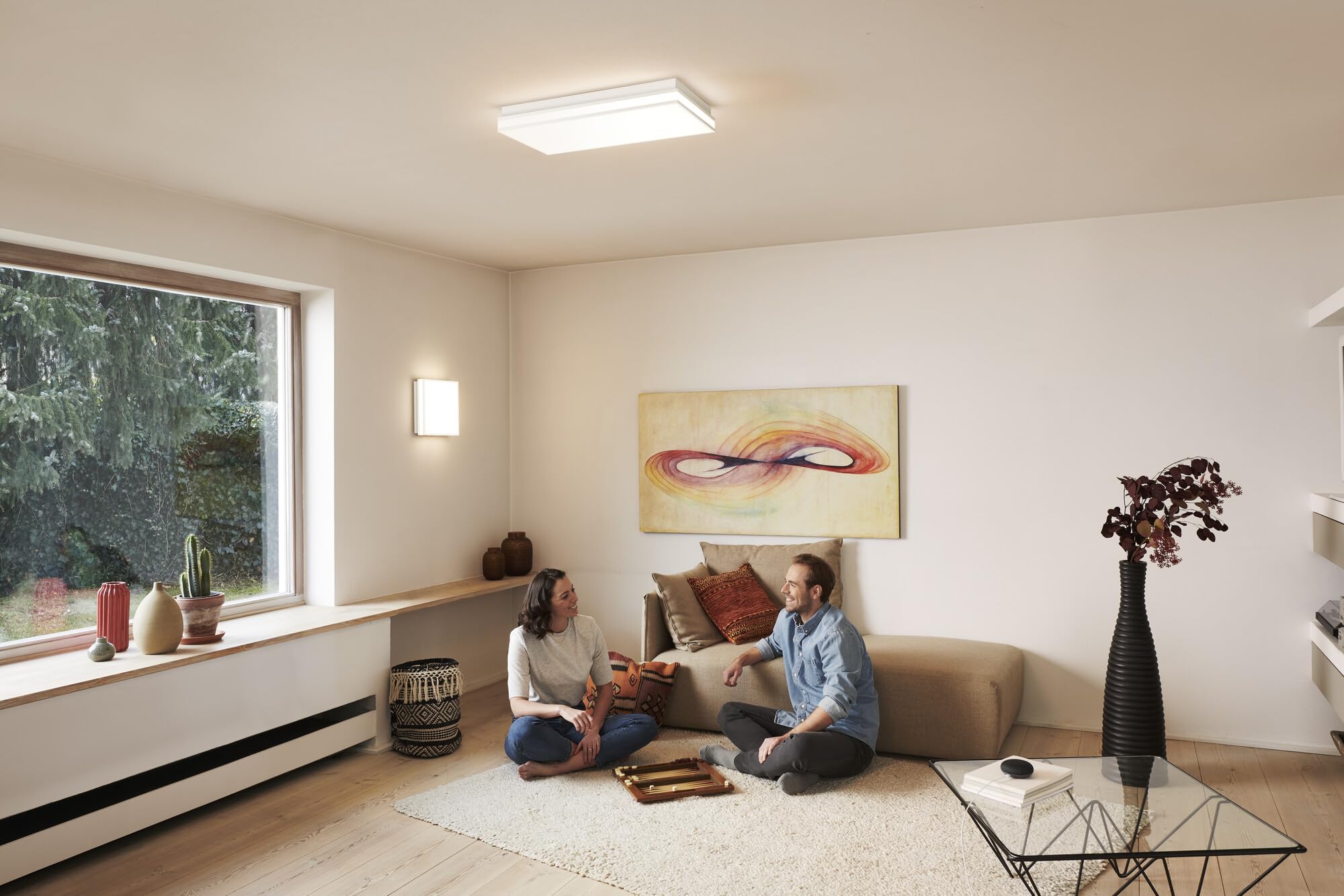 LEDVANCE ORBIS MAGNET SMART+ Wi-Fi 45x45cm, dimmbare LED Deckenleuchte für den Innenbereich, 42W, Farbtemperatur 3000-6500K, 4200 Lumen, Design-Lampe mit innovativem Magnetrahmen, schwarz