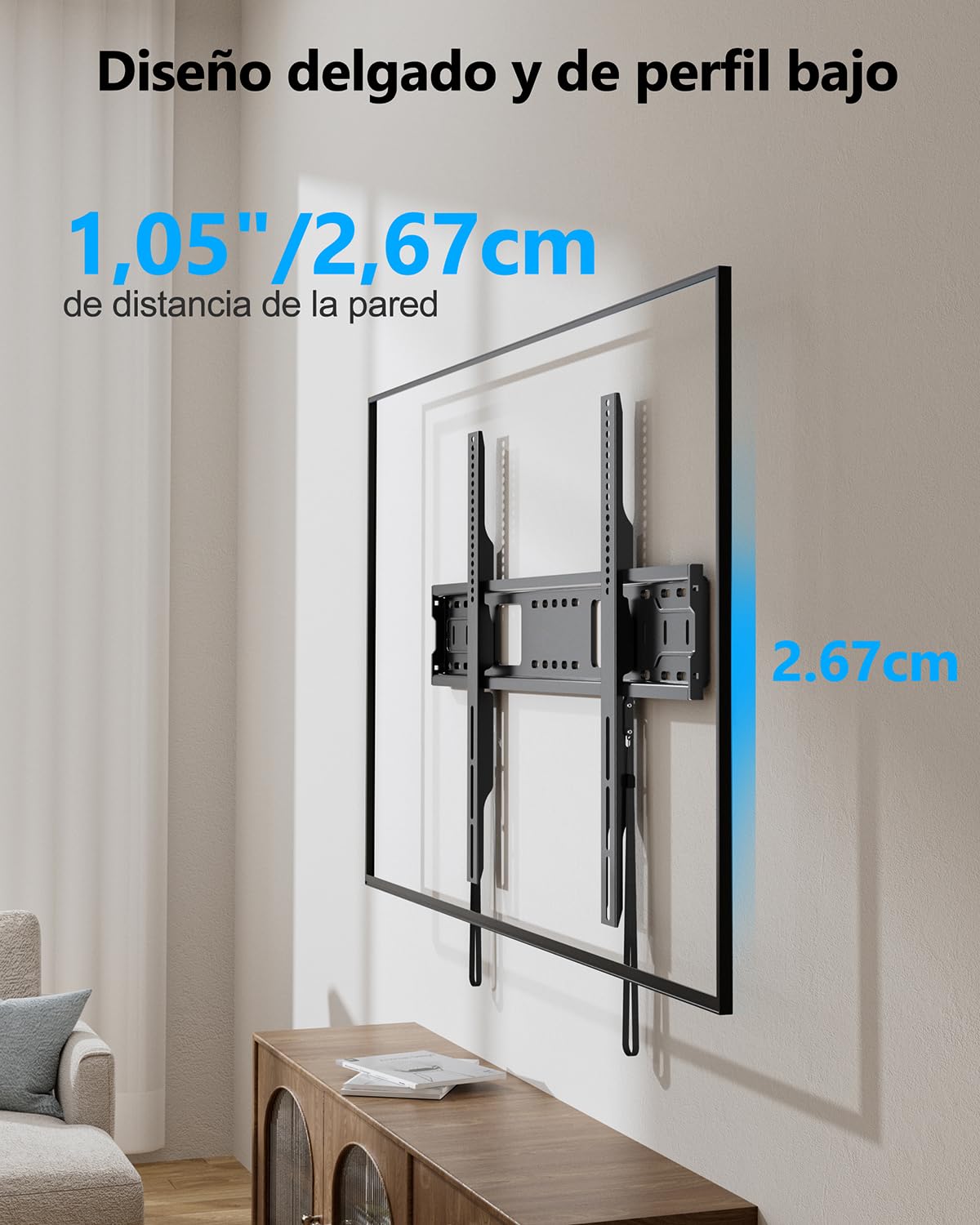 Soporte TV Pared Fijo Plano Ultra Delgado para 55-120 Pulgadas | Alta Resistencia Soporte TV Pared Capacidad hasta 125 kg para Televisores LED LCD Planos y Curvos, MAX VESA 900x600 mm