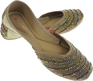 Fulkari Women Stone Copper Formal Genuine Soft Leather Jutis | Bite and Pinch Free Juttis | Punjabi Jutti | Girl's Wedding... Price In India