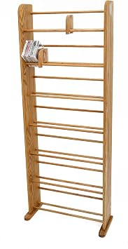 Wood Shed Hill 05 Series Dowel Style DVD/VHS Storage Rack, Real Oak Wood Media & Display Shelves, Handcrafted in the USA Honey, 61.75" x 24" x 7.25"