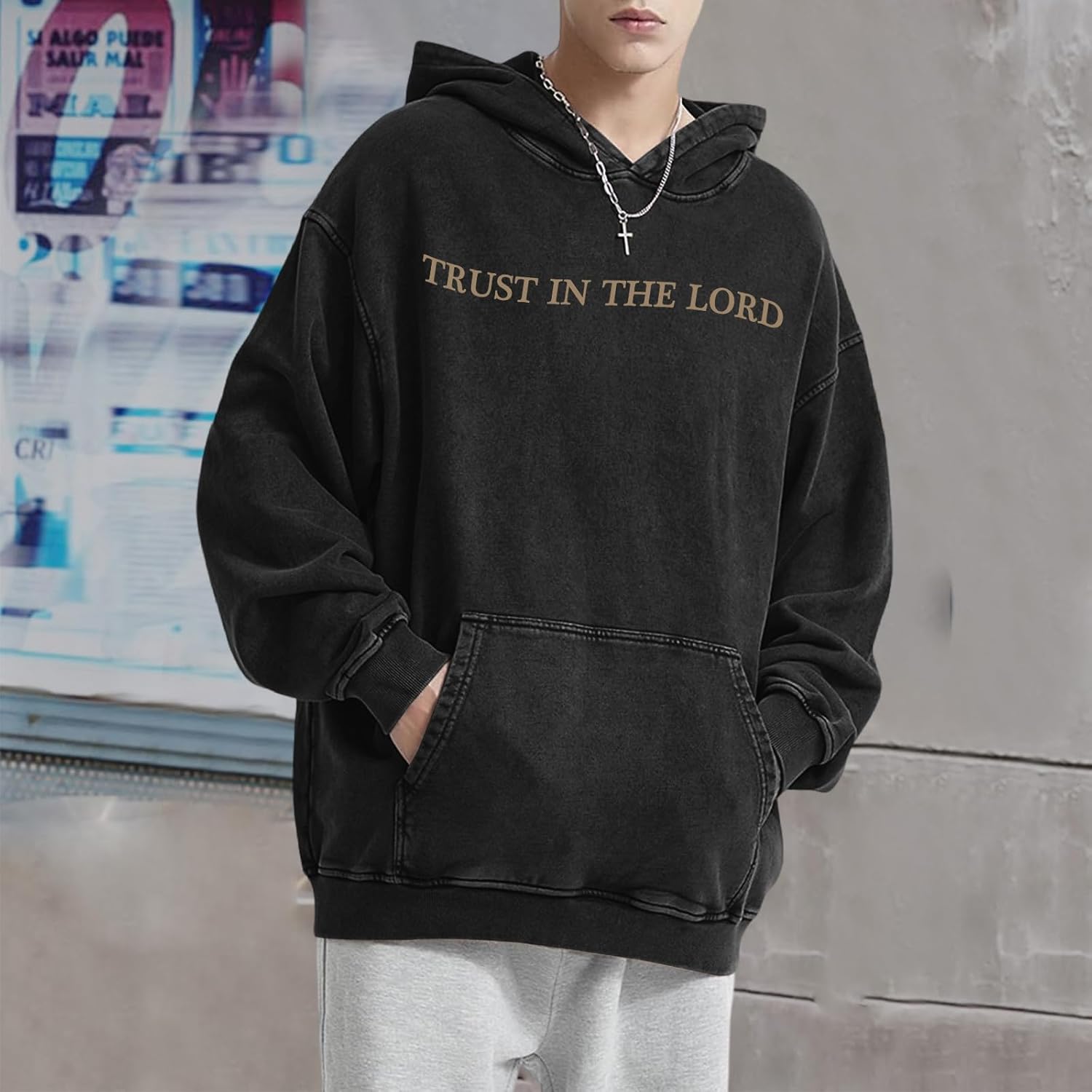 Trust In The Lord Christian Hoodies Men Jesus God Bible Verse Faith Religious Sweatshirts Oversized Graphic Pullover - Image 5