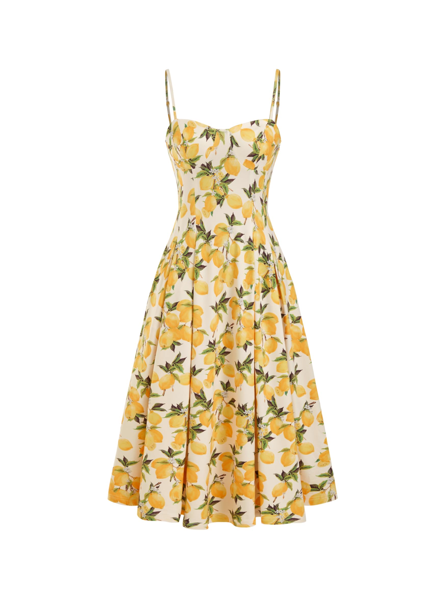 CIDER Sonnenkleider für Damen, Zitronengelb, Spaghettiträger, A-Linie, quadratischer Ausschnitt, Maxikleid, Urlaub, Party, Strand, Outfits