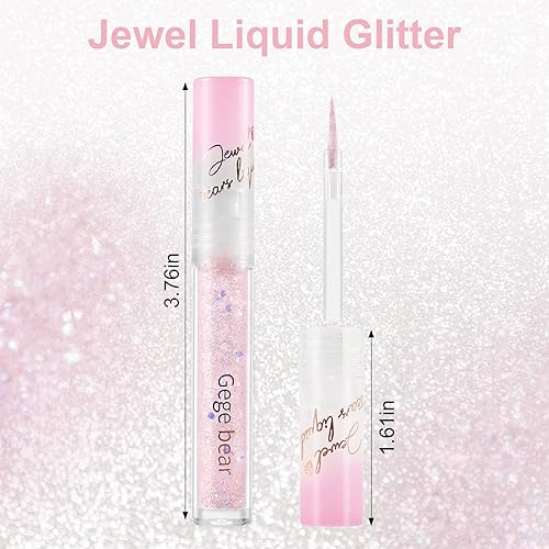 Miniatura 7 de Jutqut Jewel - Sombra de ojos líquida con purpurina, delineador de ojos con purpurina brillante, de larga duración, acabado brillante