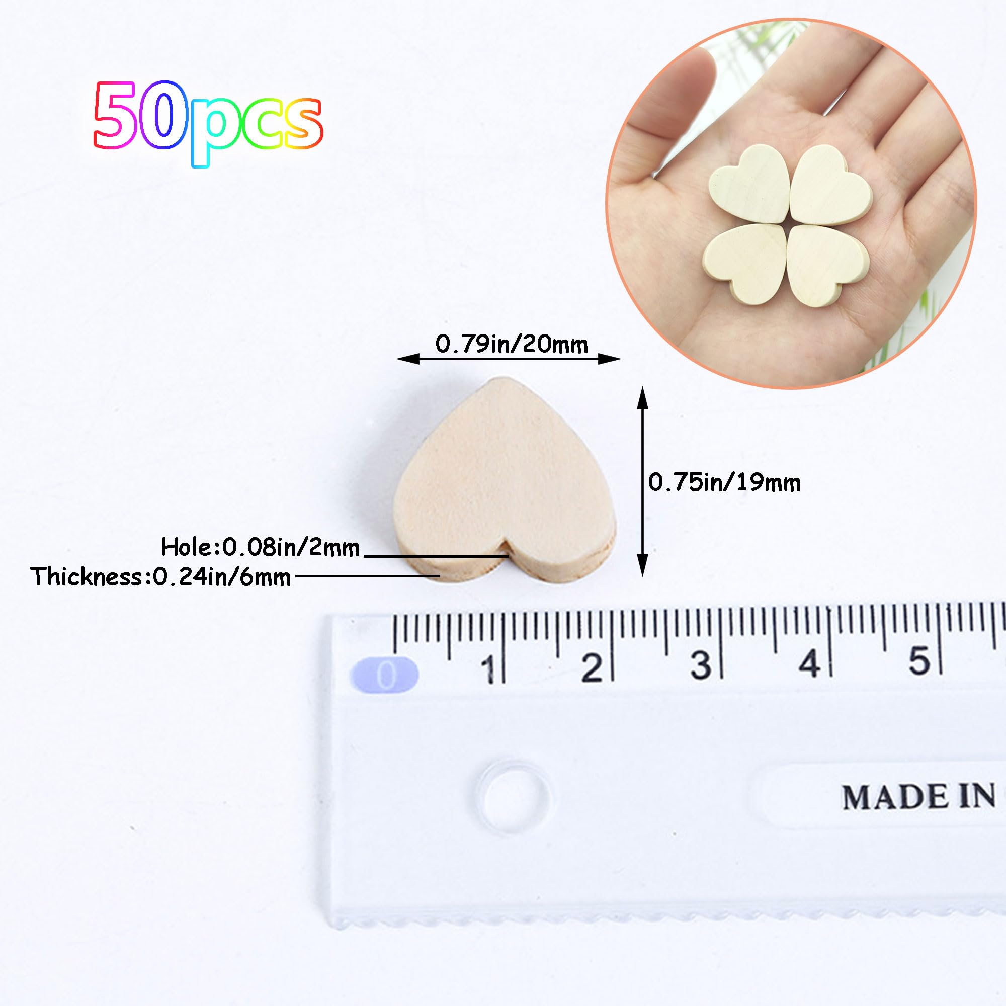 50 Stück Holzperlen, Polygonförmig, 20 Mm Durchmesser – Unlackiert, Naturfarben | Als Abstandshalter Für Schmuck, Makramee & DIY-Projekte | Ideal Zum Bemalen & Basteln